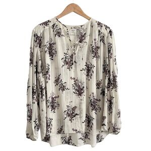 Aritzia Wilfred Floral Flowy Purple Cream Blouse